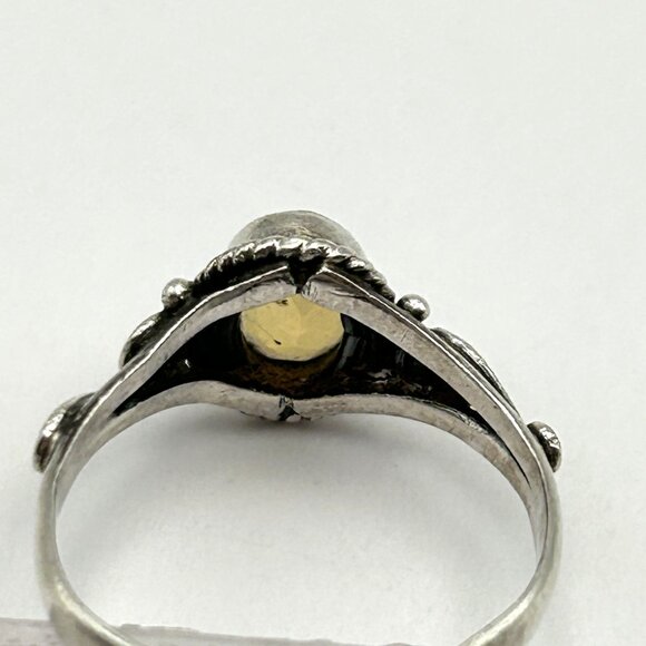 Sterling Silver 925 Rainbow Stone Ring Size 5.5 Artisan Scroll Design - Picture 5 of 13